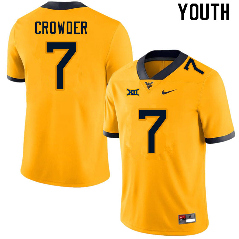 Youth #7 Will Crowder West Virginia Mountaineers College Football Jerseys Sale-Gold